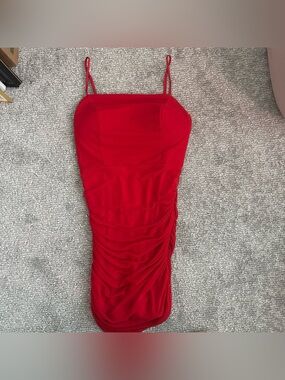 Midnight Doll Red Ruched Mini Dress- size 11 (juniors)